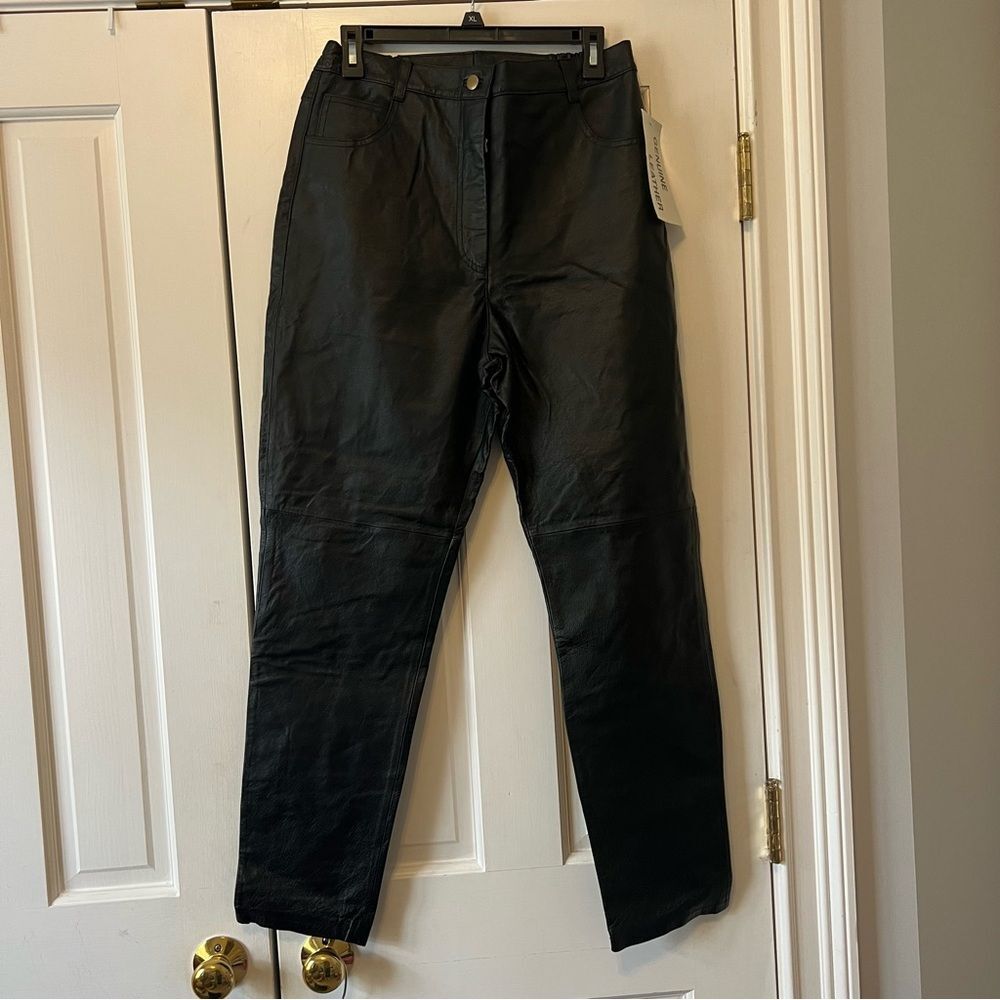 NWT 100% Genuine Leather Vintage Black Pants by Via Accenti